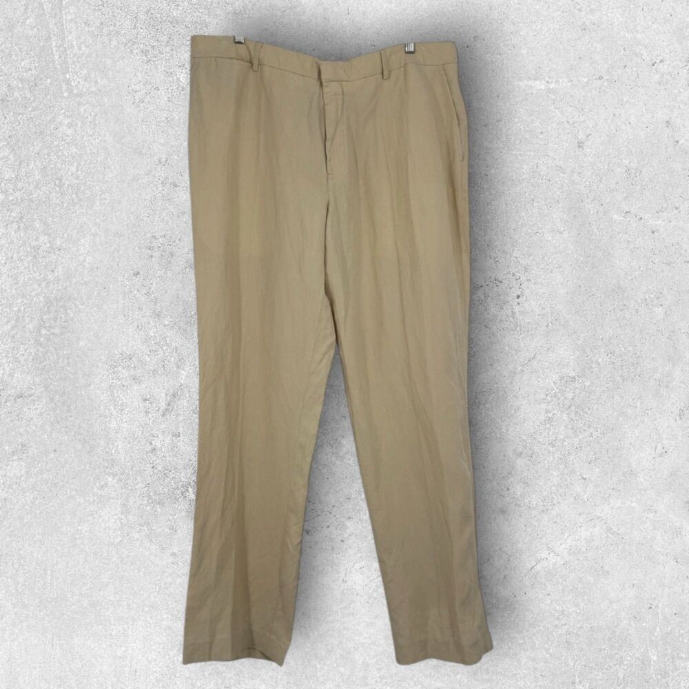 Polo Ralph Lauren Mens Linen Silk Trouser Pants 40x32 Khaki Coastal Beach NEW